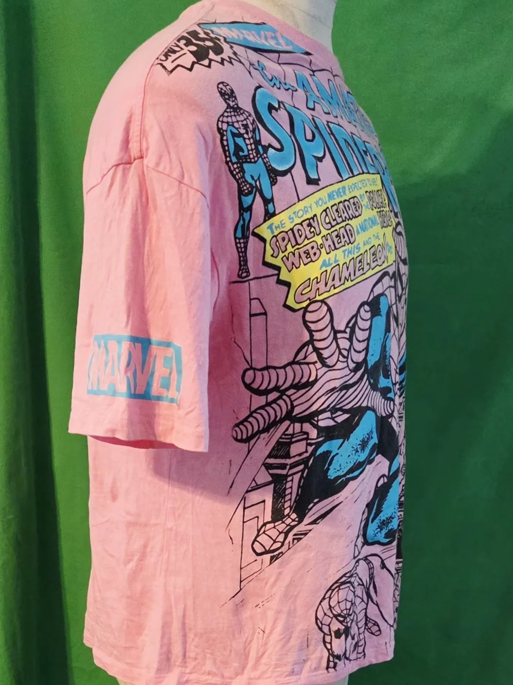 MARVEL Spider-Man Comic Panels Graphic T-Shirt Unisex XL  Pink